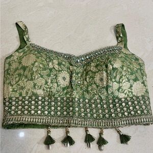 Embroidered Green and Gold Women's Wedding Dress Top